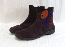 Load image into Gallery viewer, Think! - Purple &amp; Brown Suede Graphic Circle Ankle Boots - Size UK 6 / Euro 39 (US 8)