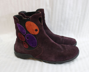 Think! - Purple & Brown Suede Graphic Circle Ankle Boots - Size UK 6 / Euro 39 (US 8)
