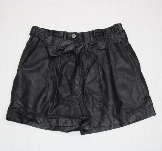 BooHoo - Black Faux Leather Shorts - Size L