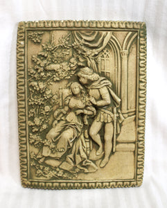 Vintage - 3D Medieval/Renaissance Scene Wall Plaque  9.25"