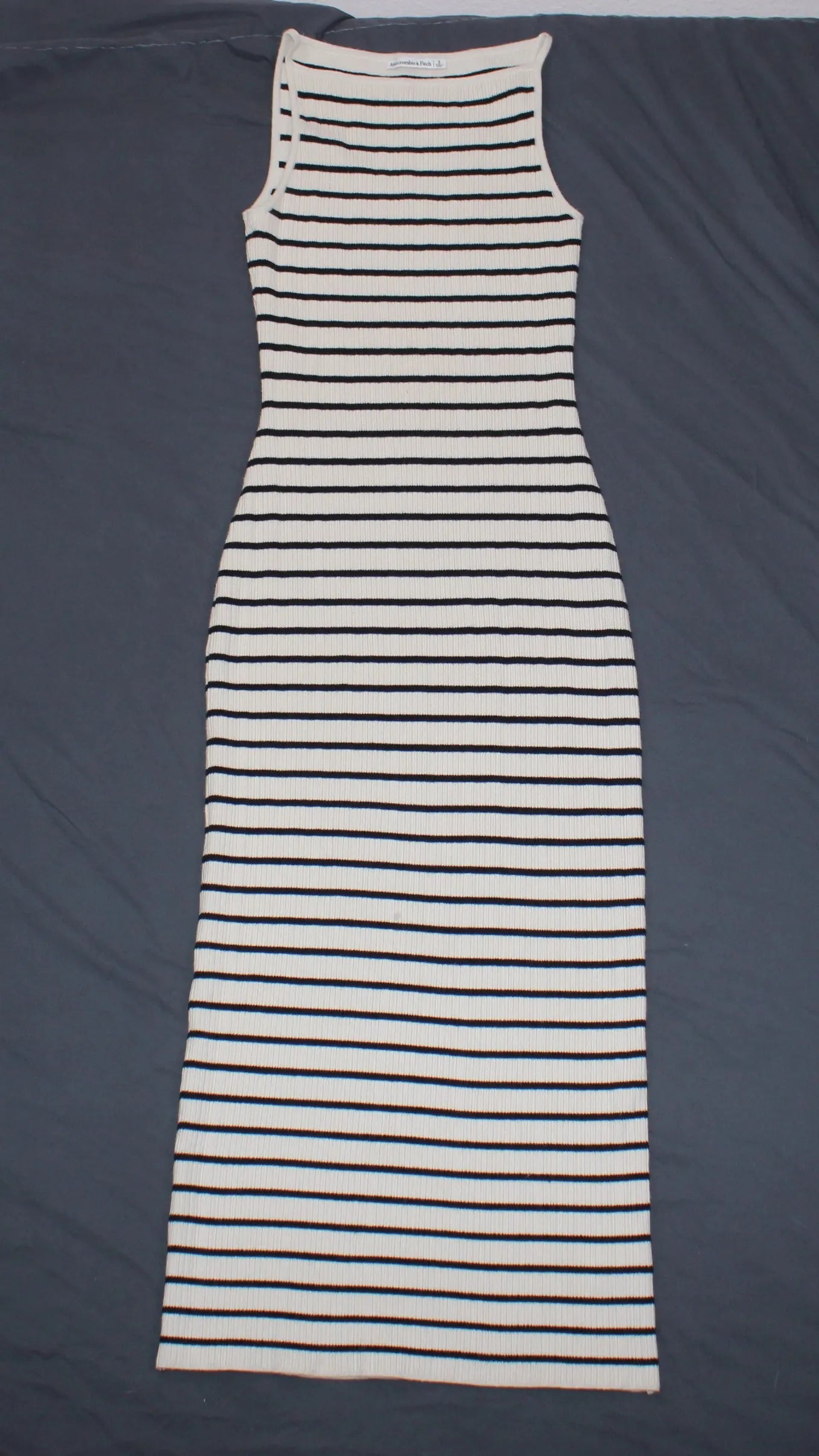 Abercrombie & Fitch - Black & White Stripped High-Neck Midi Sweater Dress - Size S