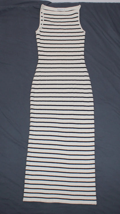 Abercrombie & Fitch - Black & White Stripped High-Neck Midi Sweater Dress - Size S