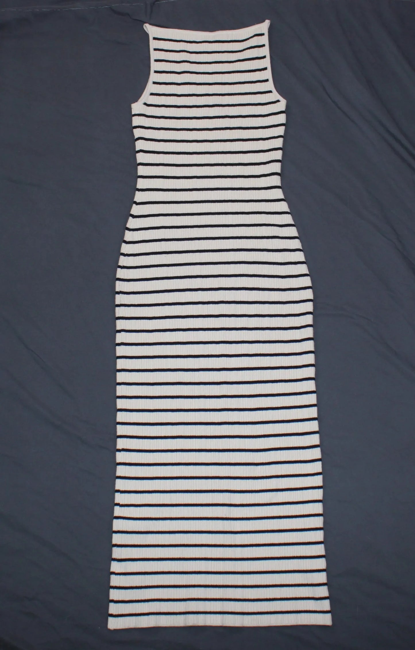 Abercrombie & Fitch - Black & White Stripped High-Neck Midi Sweater Dress - Size S