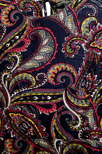 Banana Republic - Black, Red & Yellow Paisley, 3/4th Sleeve Lightweight Short Dress - Size 2