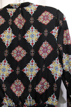 Load image into Gallery viewer, DR2 (Daniel Rainn)- Black w/ Multicolor Tile Print, Elastic Waist Tunic Dress w/ Pockets - Size S