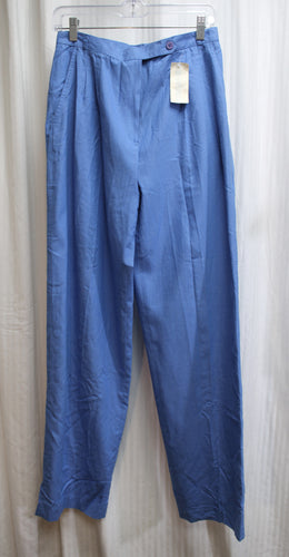 Vintage - Irka - Silk Blend Lightweight Blue Trouser Pants - Size 14 (28