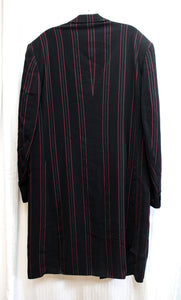Men's Il Canto, Italian Designer- 3 PC Black w/ Red Pin Stripe, Shirt, Vest & Long Jacket - Size 16.5 Shirt, 40 Jacket