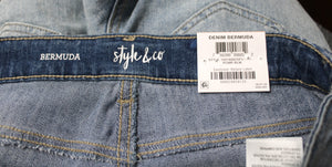 Style & Co. - Denim Bermuda w/ Embroidered Side Seams Shorts - Size 2 Petite (w/ Tags)