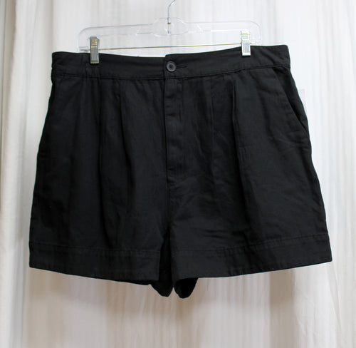 Joie - Black Cotton/Linen Blend Pleated Shorts - Size L (w/ Tags)