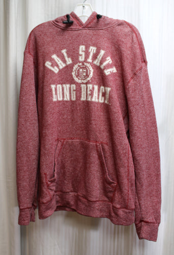 MV Sport - Cal State Long Beach, Red Heathered, Hooded Pullover Sweatshirt Style Sweater - Size L