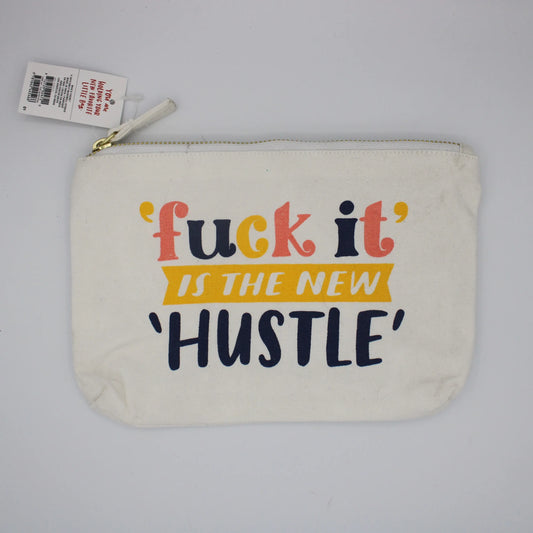 Who's There Emily McDowell Studio - White Pencil or Make Up Bag "F*** it is the new 'Hustle'"