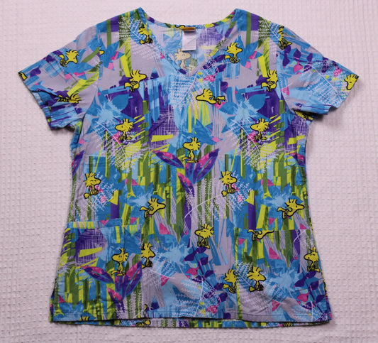 Peanuts - Blue Scrub Top featuring Woodstock - Size M