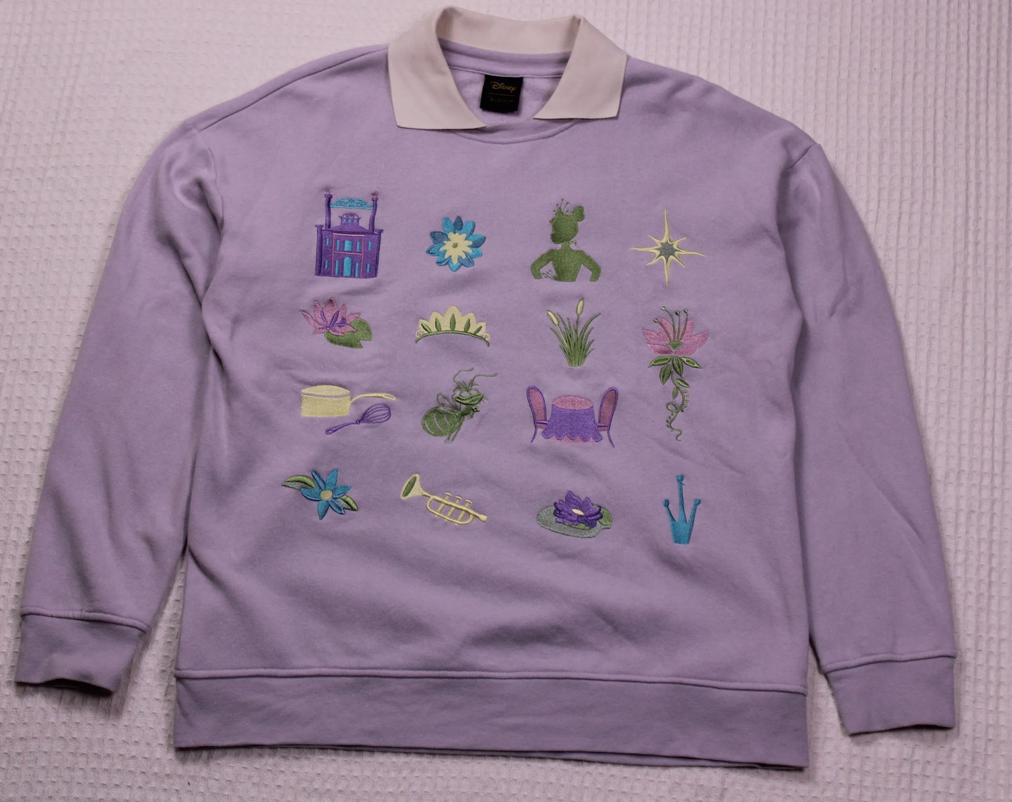 BoxLunch - Disney The Princess and The Frog Icons Collared Crewneck Sweatshirt - Size L