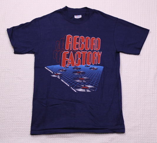 Record Factory - Vintage - Navy Blue Graphic T-shirt - Size M