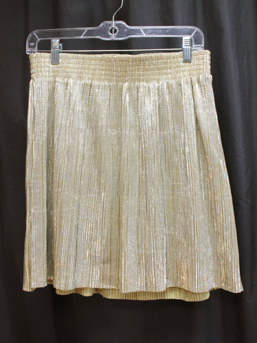 Charlotte Russe - Metallic Silver over Gold Micro Pleated Short A-Line Skirt - Size L