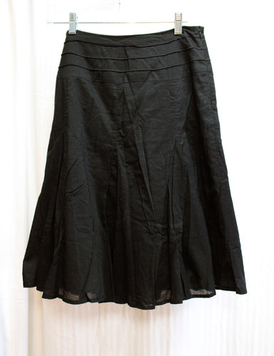 Esprit - Black Pleated A-Line Midi Skirt - Size 28.5