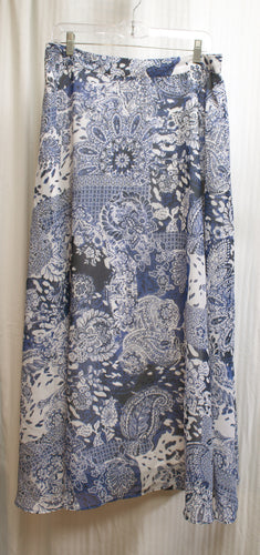 Flint & Moss - Semi Sheer Blue Floral Bandana Print A-Line Maxi Skirt - Size L