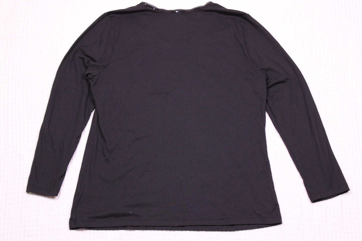 Covington Sport - Black Sequin Collared V-Neck Long-Sleeve T-shirt - Size L/G