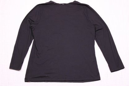 Covington Sport - Black Sequin Collared V-Neck Long-Sleeve T-shirt - Size L/G