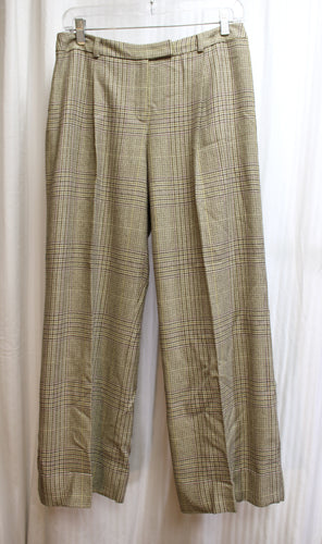 Anne Klein - Plaid Check Stretch Wool Blend Trousers - Size 10