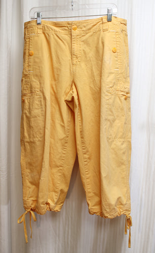 Coldwater Creek - Tangerine Lightweight Cotton, Cropped Cargo Pants w/ Drawstring Hem - Size 14
