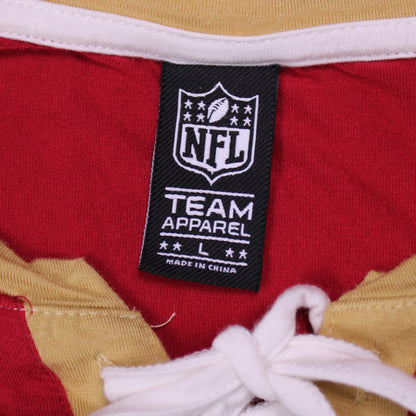 NFL Team Apparel -  Women's San Francisco 49ers Scarlet and Gold Lace-Up V-Neck Long Sleeve Shirt Size L