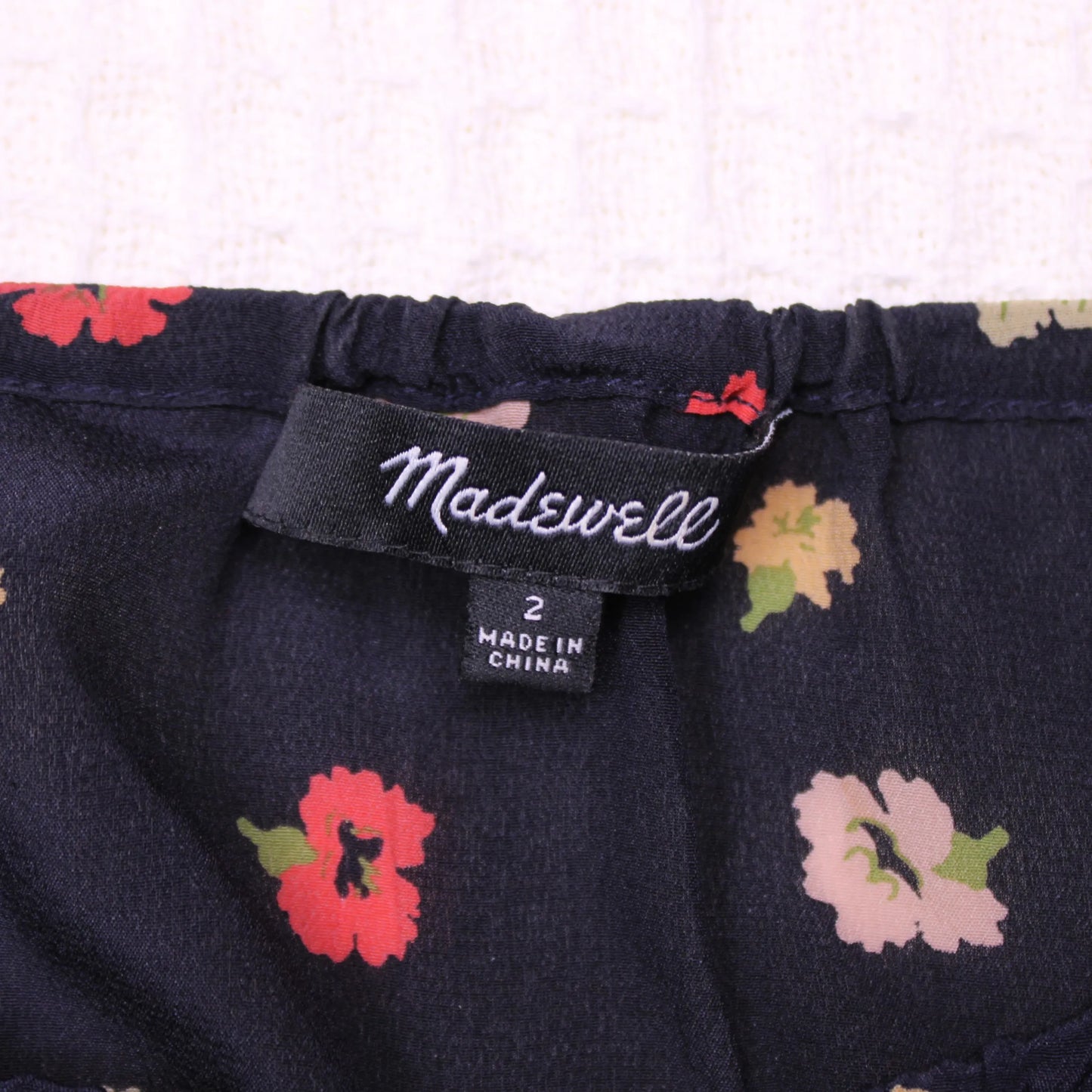 Madewell - Black/Dark Navy Blue Confetti Floral Blue Silk Ruffle-Strap Cami Top