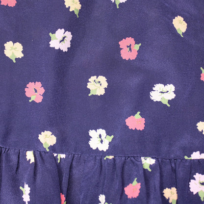 Madewell - Black/Dark Navy Blue Confetti Floral Blue Silk Ruffle-Strap Cami Top