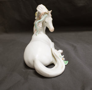 Vintage 1986, Enesco Porcelain Fantasy Floral Unicorn - 8.5"