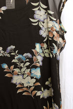 Load image into Gallery viewer, Vintage - Benjamin A - 2 PC Floral Chiffon Asian Style Dress w/ Frog Neck Closure w/Black Sleeveless Shift Under Dress - Size 10 (vintage Sizing See Measurements)