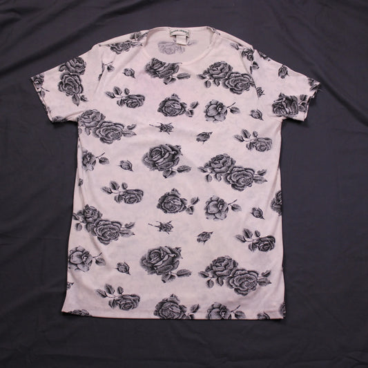Frazier Lawrence - All-Over Print of Sketched Roses T-Shirt - Size M