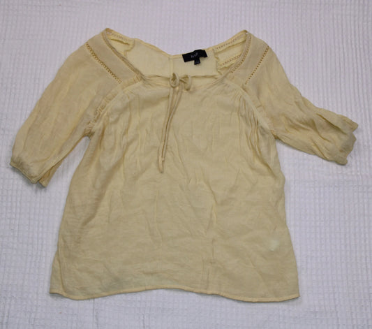 Naif - Yellow Tie-Neck Peasant Blouse - Size L