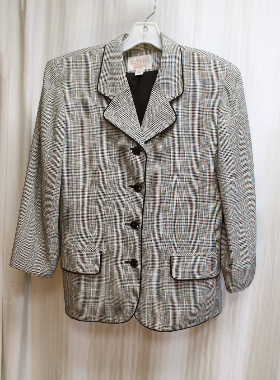 Vintage- Express Campagnie Internationale Tailleur - Black & White Check Plaid Blazer - Size 7/8 (Vintage See Measurements)