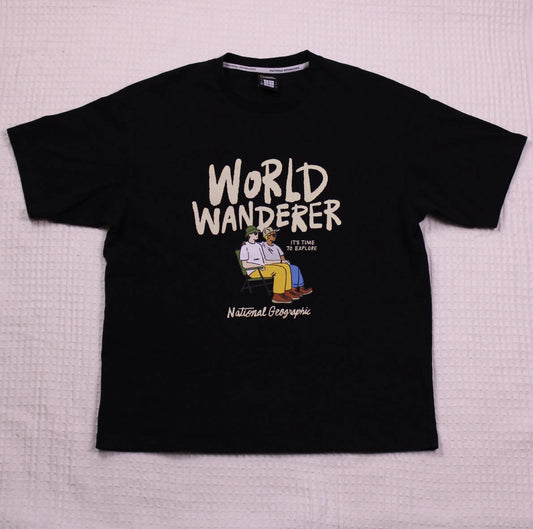 National Geographic - Black "World Wanderer" Graphic T-Shirt - Size S