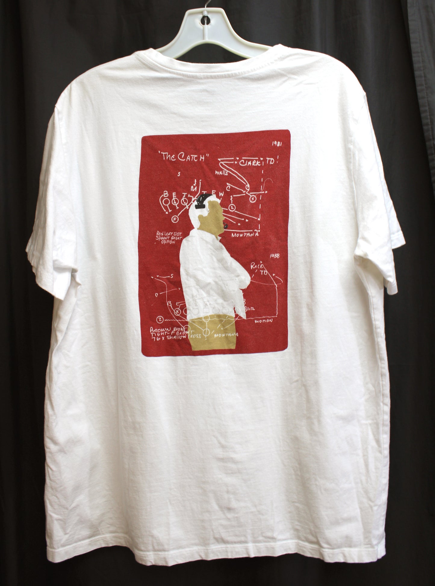 Levi's - Limited Edition, Bill Walsh "The Catch" XVI, XIX, XXIII 2-Sided  White T-Shirt - Size XL