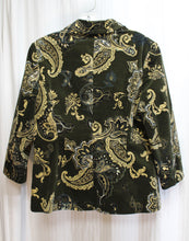 Load image into Gallery viewer, Grace elements - Dark Olive Paisley Velvet 3/4th Sleeve Blazer - Size 10