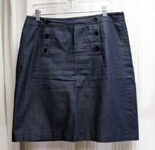 Load image into Gallery viewer, Loft - Light Weight, Dark Denim Blue, Nautical Button Detail Skirt - Size 10