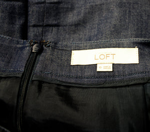Loft - Light Weight, Dark Denim Blue, Nautical Button Detail Skirt - Size 10