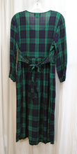 Load image into Gallery viewer, Vintage - L.G.S. Petites - Blue &amp; Green Flannel Long Sleeve Dress w/ Attached Embroidered w/ Delicate Beads Tie Back Vest - Size 8P (Petite)