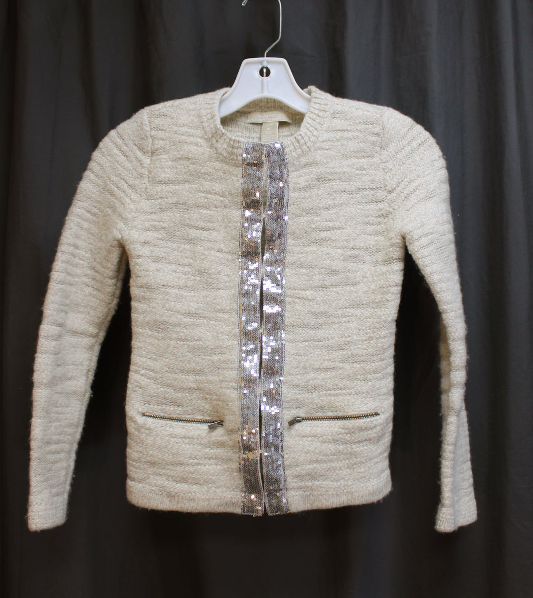Banana Republic - Natural Merino Wool Knit Cardigan w/ Silver Sequins Cardigan - Size XS