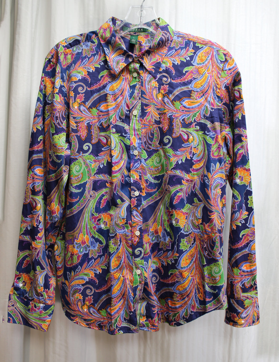 Lauren, Ralph Lauren - Colorful Paisley Lightweight Button Up Shirt - Size L