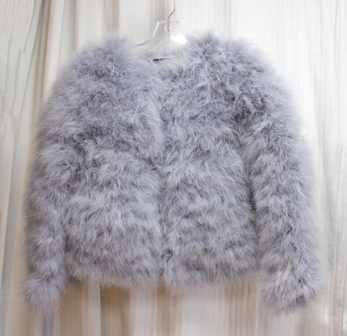 BCBG Maxazria - Light Periwinkle Ostrich Feather Jacket - Size XS