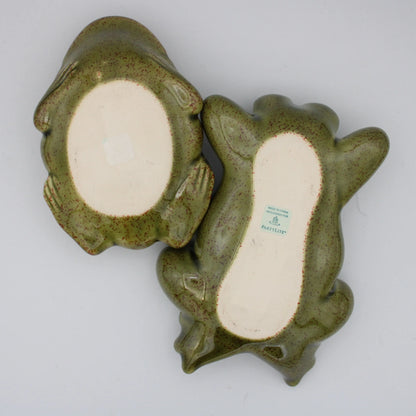 Retired Set of 2 Party Lite Green Floating Frogs Candle Holder