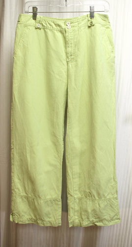 Rosner (Germany) - Chartreuse Cropped Cotton/Linen Blend Pants - Size 40 (German) 30