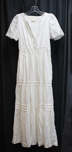 Anthropologie - Short Sleeve Linen Blend, Tiered Maxi Dress - Size XS