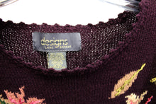 Load image into Gallery viewer, Design, Lane Bryant - Eggplant Purple, Leaf Motif Embroidered Pullover Sweater - Size 18/20
