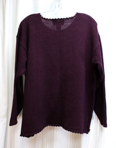 Design, Lane Bryant - Eggplant Purple, Leaf Motif Embroidered Pullover Sweater - Size 18/20