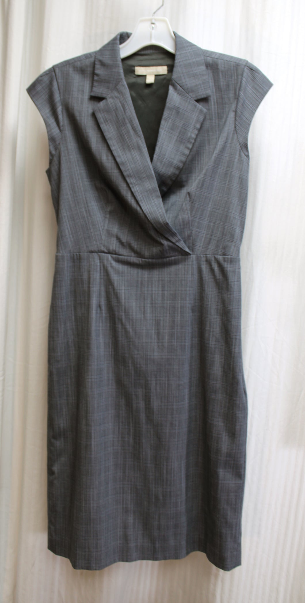 Banana Republic - Cap Sleeve Cross Bodice Black & White Micro Plaid Dress - Size 2
