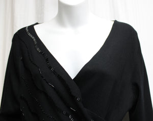 Vintage - Di Vita Di Luxe - Black Silk Blend Faux Wrap Knit Tunic - Size M