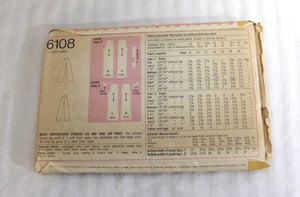 Vintage Simplicity  Sewing Pattern 6108, Misses Pants - Size 14 (vintage Sizing)
